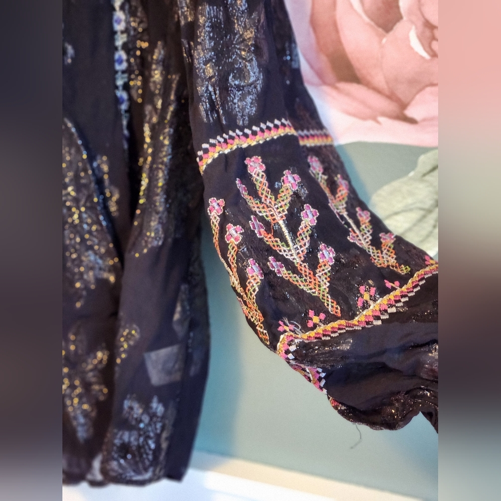 Zara Embroidered Black Blouse - Picture 4 of 6